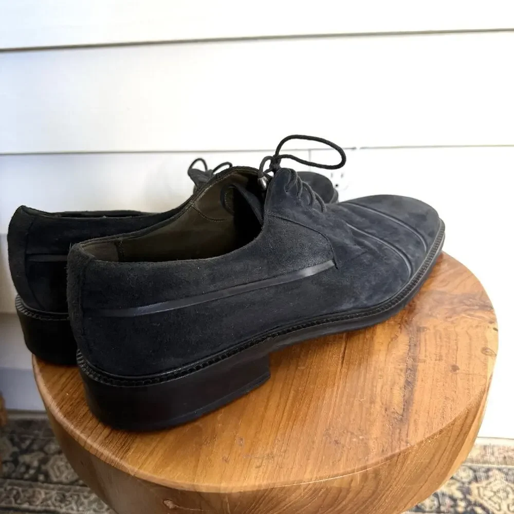Mezlan Suede Oxford Derby Shoes Navy Blue Tassel Lace Square Toe Size 13 M